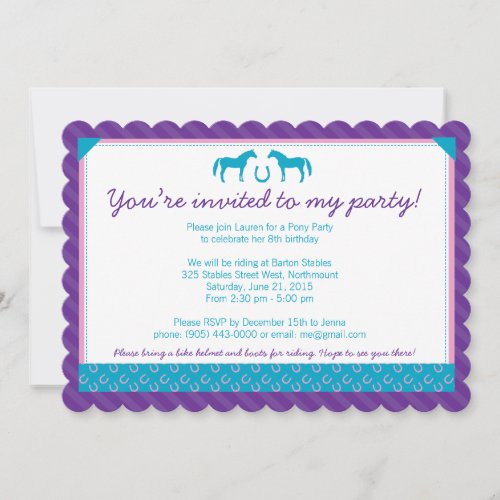 Two Pony Party Invitation _ Scalloped
