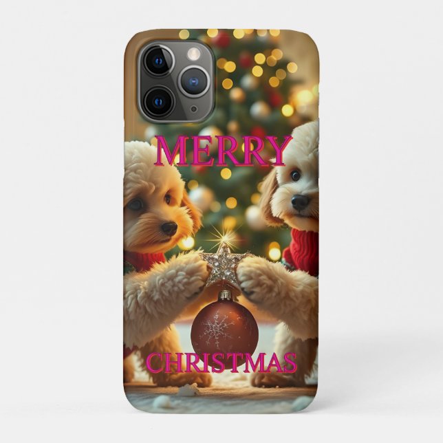 TWO POODLES CELEBRATING CHRISTMAS Case-Mate iPhone CASE (Back)