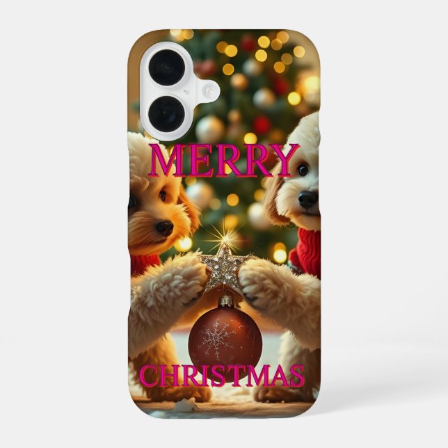 TWO POODLES CELEBRATING CHRISTMAS iPhone CASE (Back)