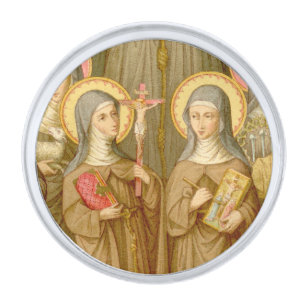 Two Poor Clare Saints (SAU 027) Silver Finish Lapel Pin