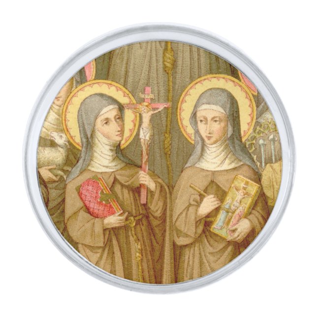 Two Poor Clare Saints (SAU 027) Silver Finish Lapel Pin (Front)