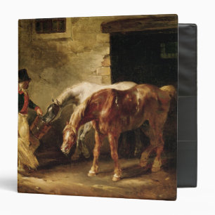 Two Post Horses at the Door of a Stable Binder