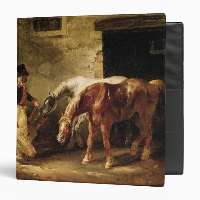 Two Post Horses at the Door of a Stable Binder (Front/Inside)