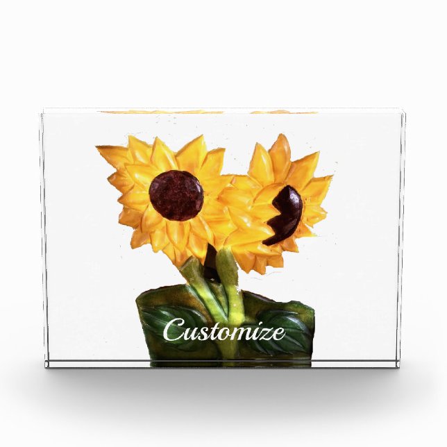 Two Potted Sunflower Plants Thunder_Cove Acrylic Award (Front)