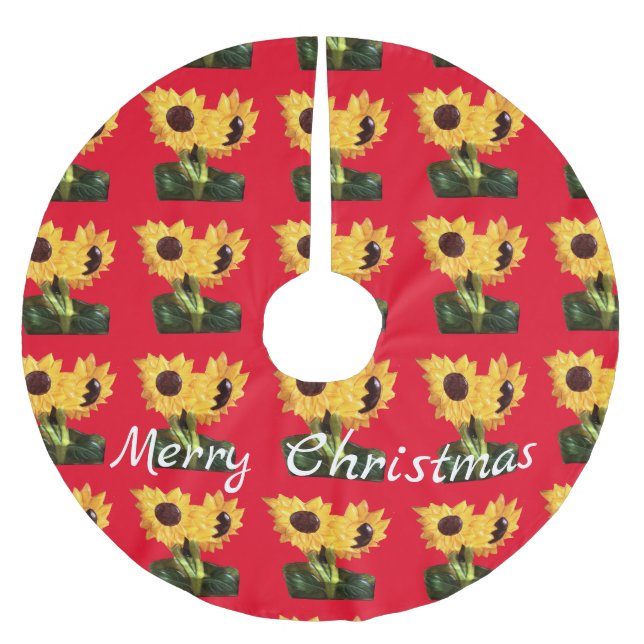 Two Potted Sunflower Plants Thunder_Cove  Brushed Polyester Tree Skirt (Front)