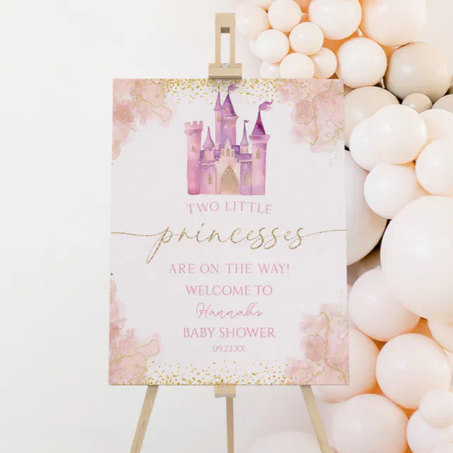 Two Princesses Twins Baby Shower Welcome Sign | Zazzle