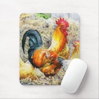 Two Proud Barn Roosters Mouse Pad