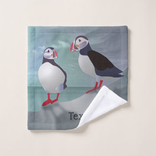 Two Puffins Design Bath Towel Set
