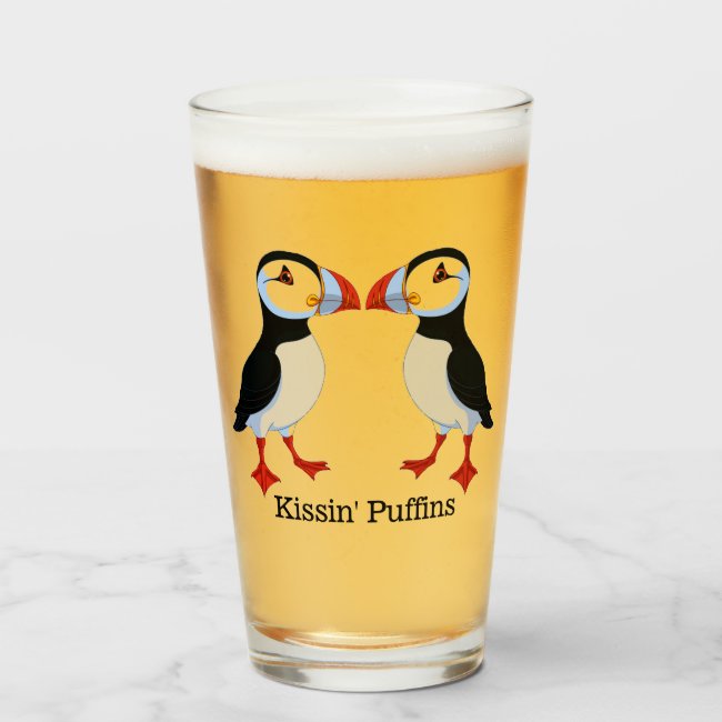 Two Puffins Design Drinking Glass