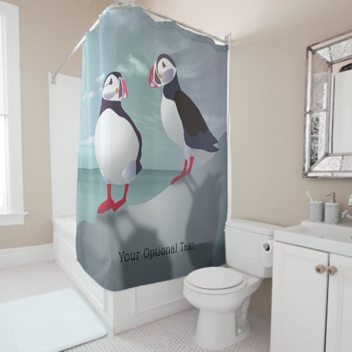 Two Puffins Design Shower Curtain