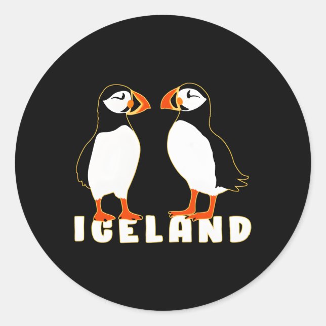 Two Puffins From Iceland Classic Round Sticker (Front)