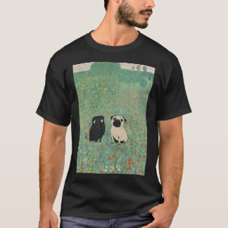Two Pugs in Klimt’s Meadow T-Shirt