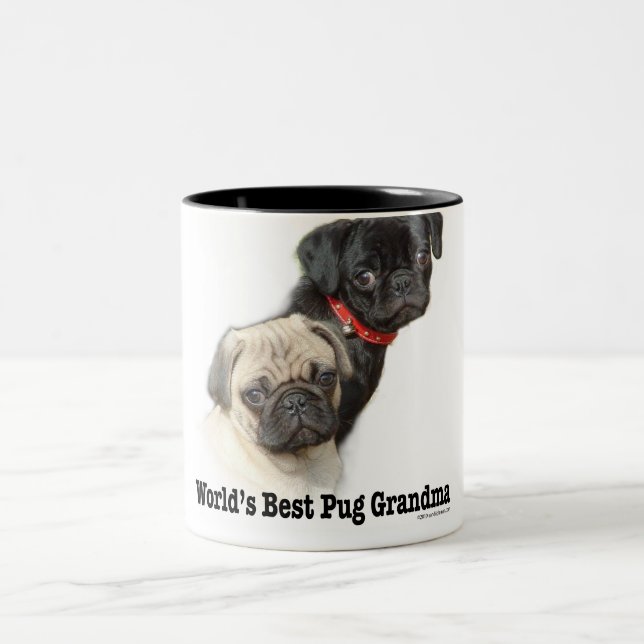Two Pugs Two-Tone Coffee Mug (Center)