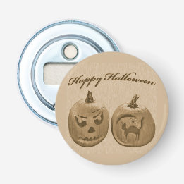 Two Pumpkin Happy Halloween Bottle Opener
