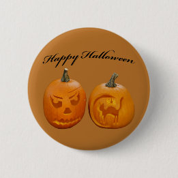 Two Pumpkin Happy Halloween Button