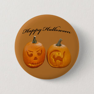 Two Pumpkin Happy Halloween Button