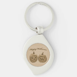 Two Pumpkin Happy Halloween Keychain