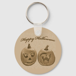 Two Pumpkin Happy Halloween Keychain