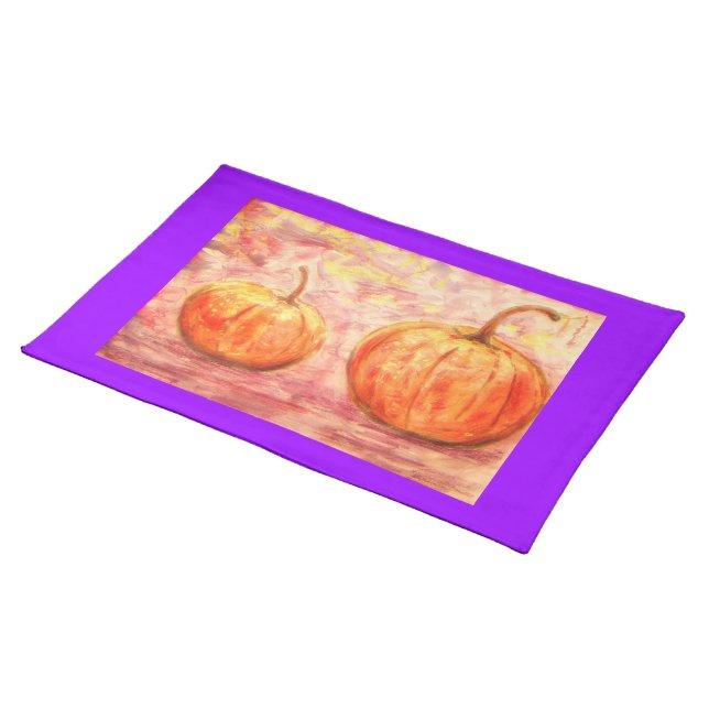 two pumpkins art placemat (On Table)