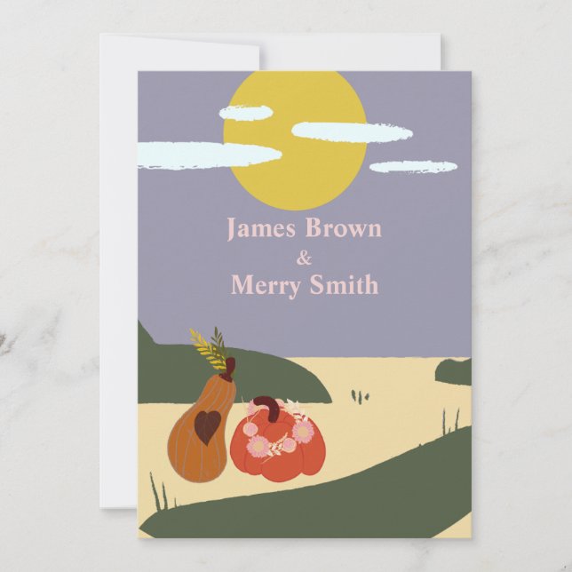 Two Pumpkins Beach Sun Wedding Invitation (Front)