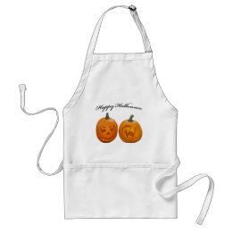 Two Pumpkins Happy Halloween Adult Apron