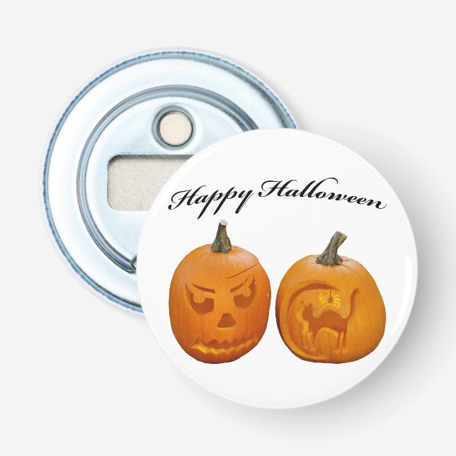 Two Pumpkins Happy Halloween Bottle Opener (Front)
