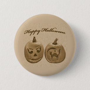 Two Pumpkins Happy Halloween Button