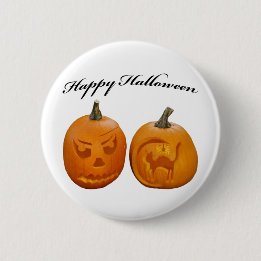 Two Pumpkins Happy Halloween Button