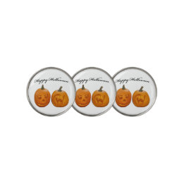 Two Pumpkins Happy Halloween Golf Ball Marker