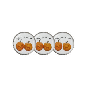 Two Pumpkins Happy Halloween Golf Ball Marker