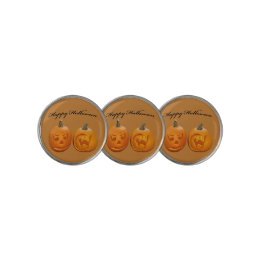 Two Pumpkins Happy Halloween Golf Ball Marker
