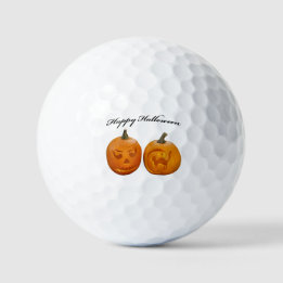 Two Pumpkins Happy Halloween Golf Balls
