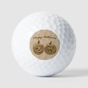 Two Pumpkins Happy Halloween Golf Balls