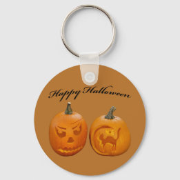 Two Pumpkins Happy Halloween Keychain