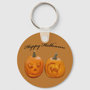 Two Pumpkins Happy Halloween Keychain