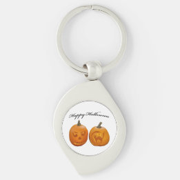 Two Pumpkins Happy Halloween Keychain
