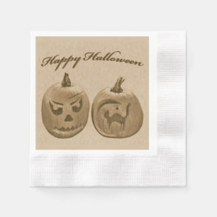 Two Pumpkins Happy Halloween Napkins