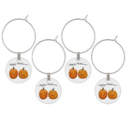 Two Pumpkins Happy Halloween Wine Charm