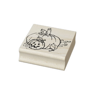 Two pumpkins illustration art stamp