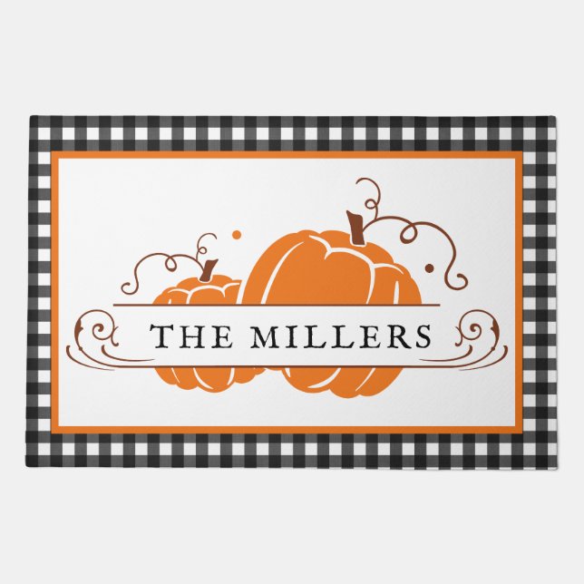 Two Pumpkins Personalized Doormat (Front)