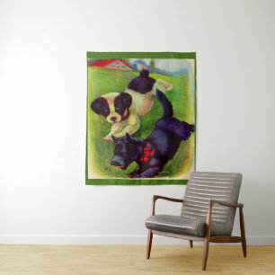 two puppies, one a Scottie dog print Tapestry