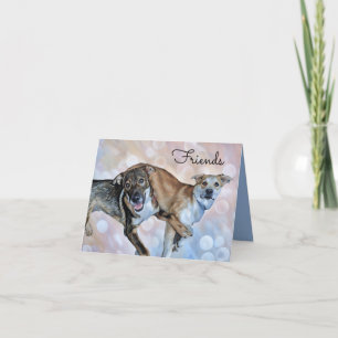Two Puppy Friends Folded Greeting Card