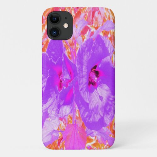 Two Purple and Hot Pink Plum Crazy Hibiscus iPhone 11 Case