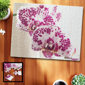 Two Purple and White Tropical Orchid Photograph Jigsaw Puzzle