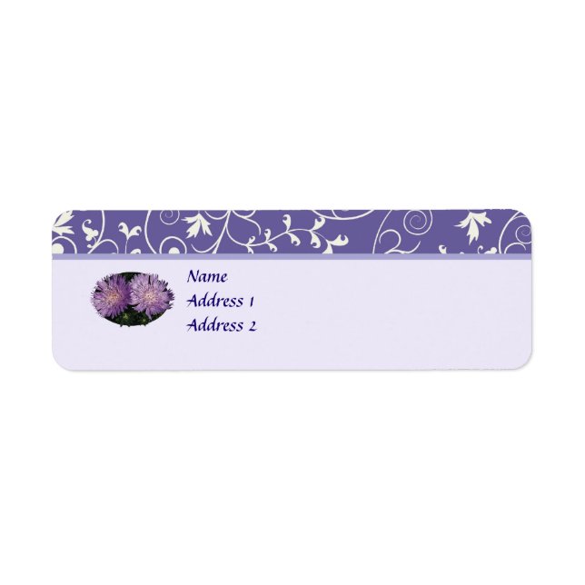 Two Purple Asters Save the Date Label (Front)