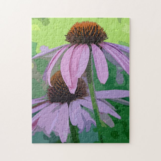 Two Purple Coneflowers Floral Jigsaw Puzzle