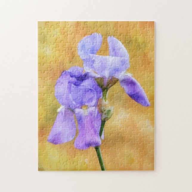 Two Purple Flowers Iris Spring Puzzle Art (Vertical)