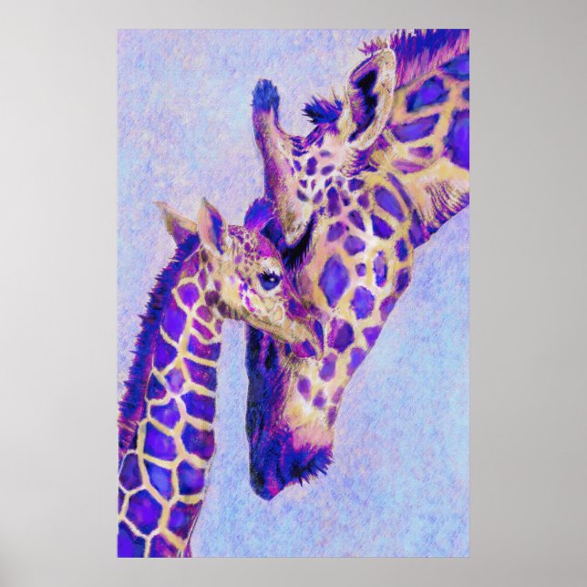 Two Purple Giraffes Poster (Front)
