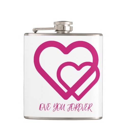 Two  Purple Hearts Lovely Valentines Day Designer Flask
