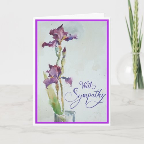 Two Purple Iris Sympathy Card